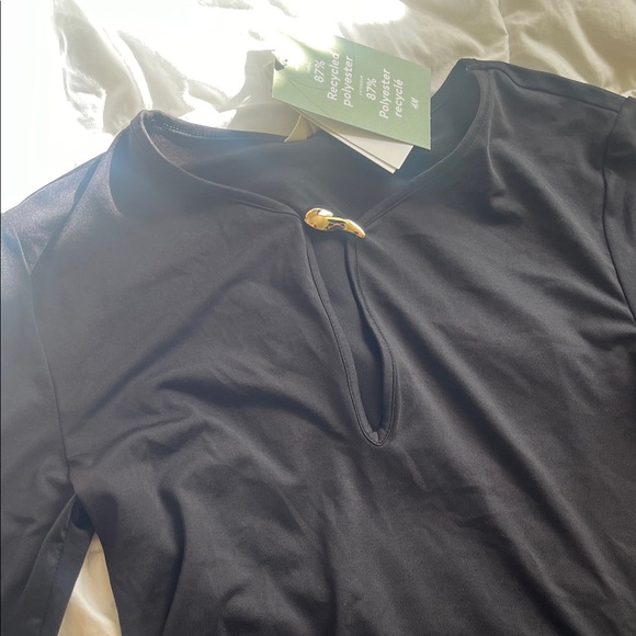 H&M Black Long Sleeve Bodysuit with Gold Accent - Picture 2 of 3